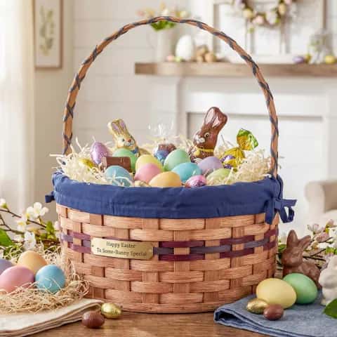 Classic fabric liner in an Easter basket